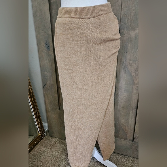 L*SPACE Siren knit cotton wrap midi skirt in Tan. Size Small - Picture 8 of 14